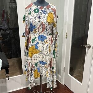 Floral Long Sleeve Dress with Multicolor Design